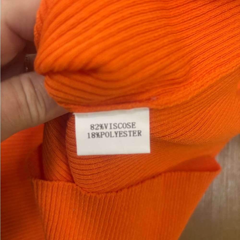 Bright Orange Ribbed Tank Top - Picture 4 of 4